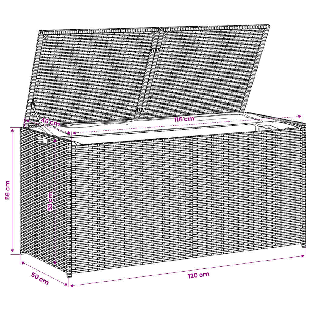 Gartentruhe Schwarz 283L Poly Rattan
