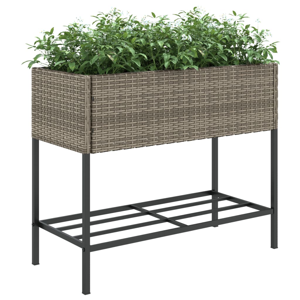 Hochbeete mit Ablage 2 Stk. Schwarz 70x28x70 cm Poly Rattan
