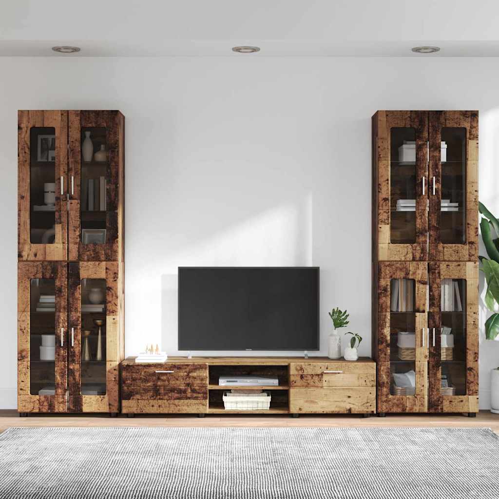 Highboard mit Regal FLORIN Weiß 60 x 35 x 182 cm Holzwerkstoff