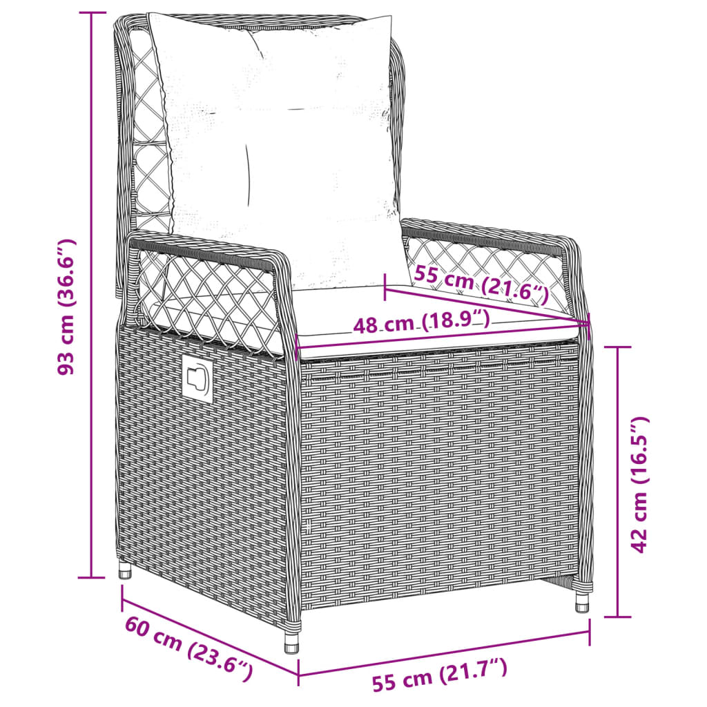 Gartensessel 2 Stk. Verstellbar Schwarz Poly Rattan