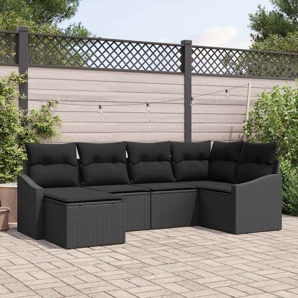 Garten Essgruppe mit Kissen 6 pcs Schwarz und Creme