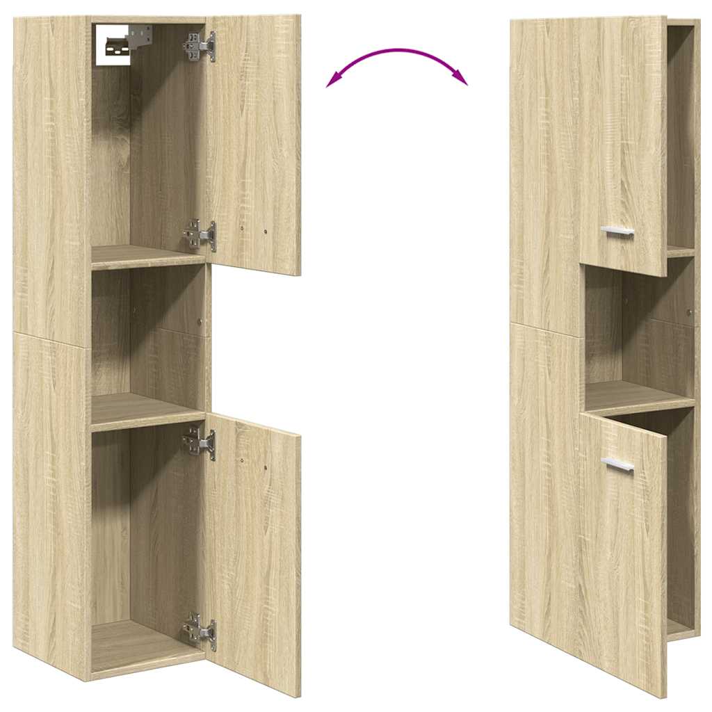 Badezimmerschrank Weiß 30x30x130 cm Holzwerkstoff