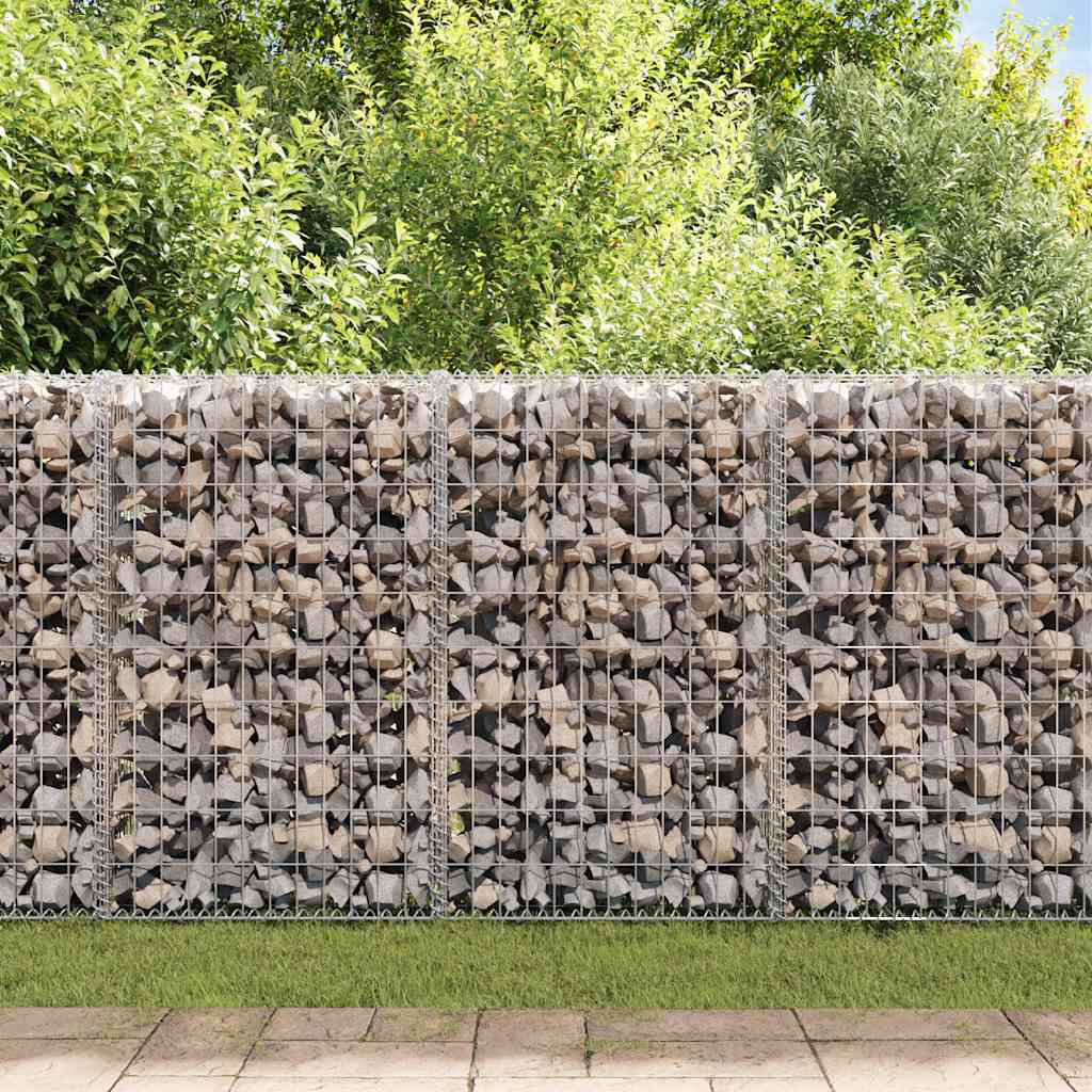 Gabionenwand mit Abdeckung Verzinkter Stahl 20×20×100 cm