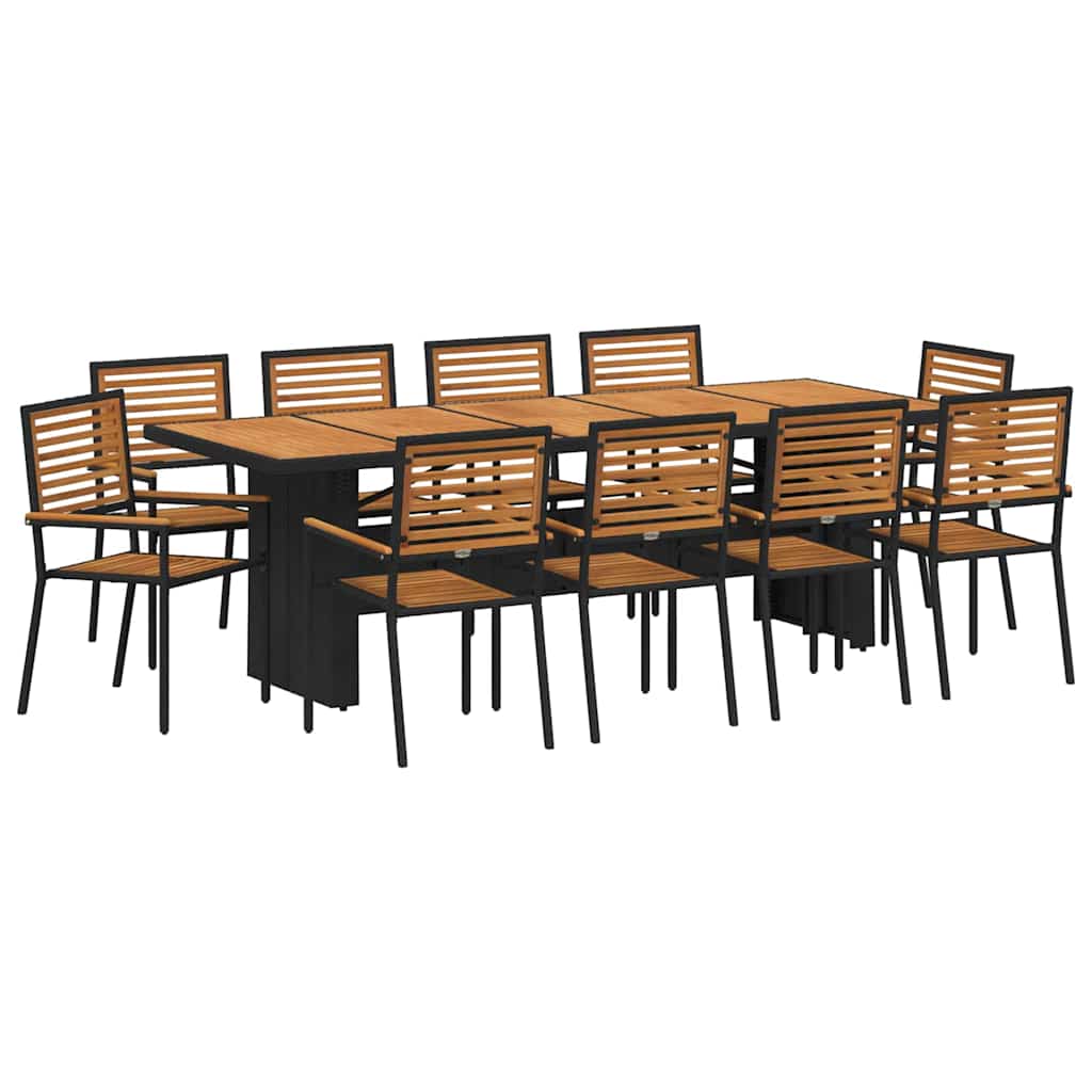 Garten Essgruppe 9 pcs Schwarz und Braun Poly-Rattan