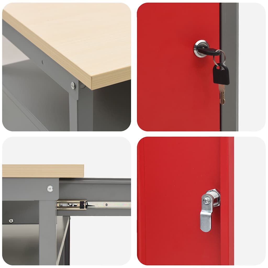 Werkbank mit Schubladen Schwarz und Grau 100 x 55 x 85 cm