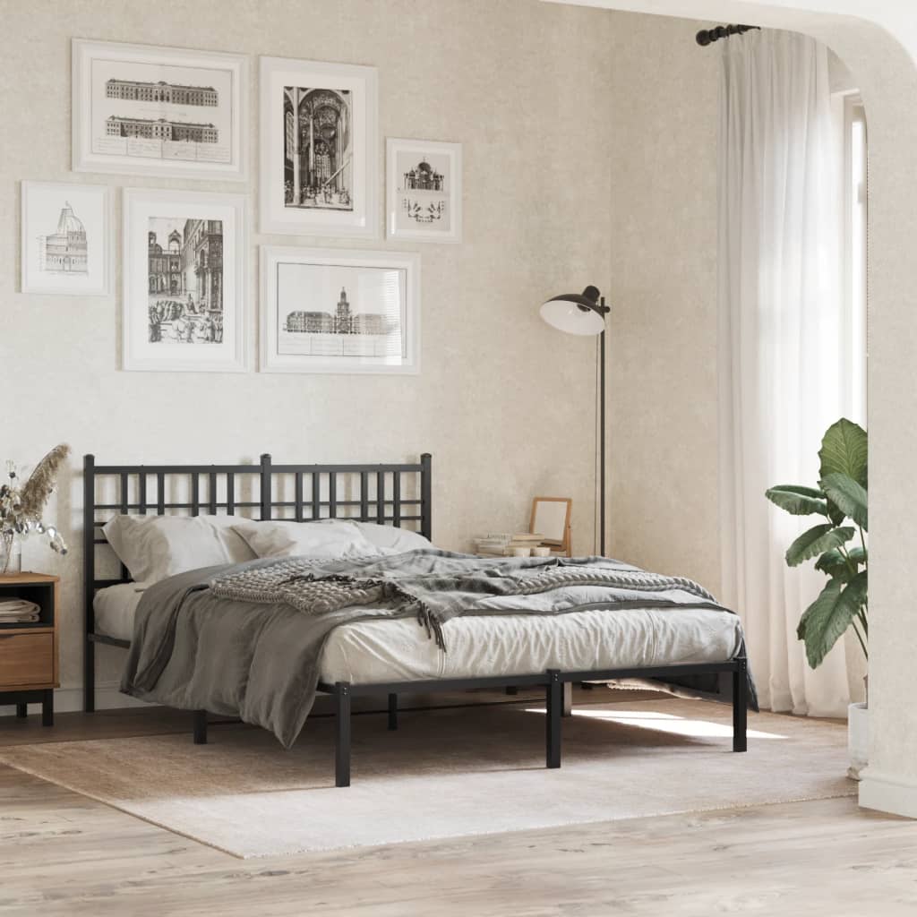 Bettgestell mit Kopf- und Fußteil Metall Schwarz 90x200 cm