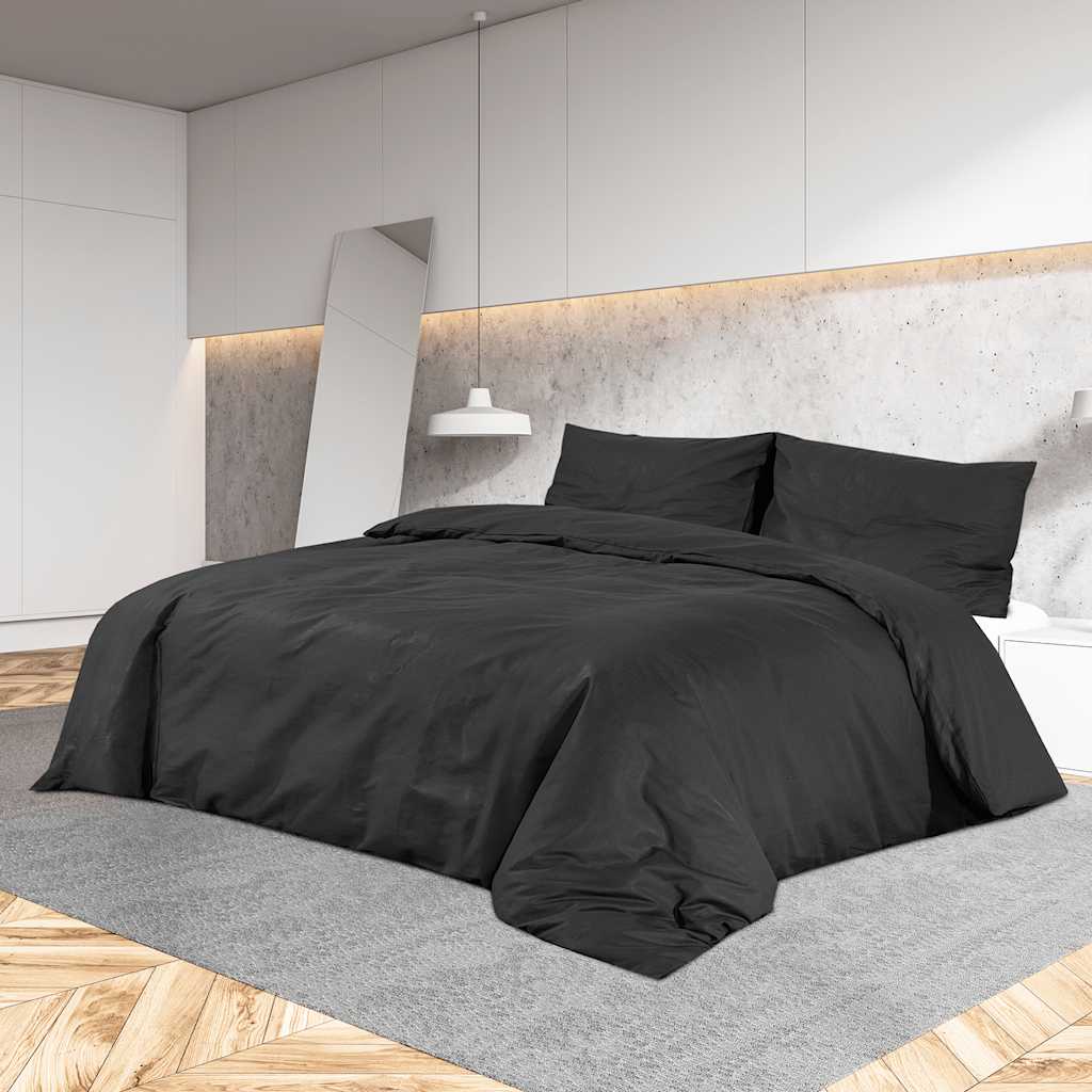 Bettwäsche-Set Anthrazit 140x200 cm Leichte Mikrofaser
