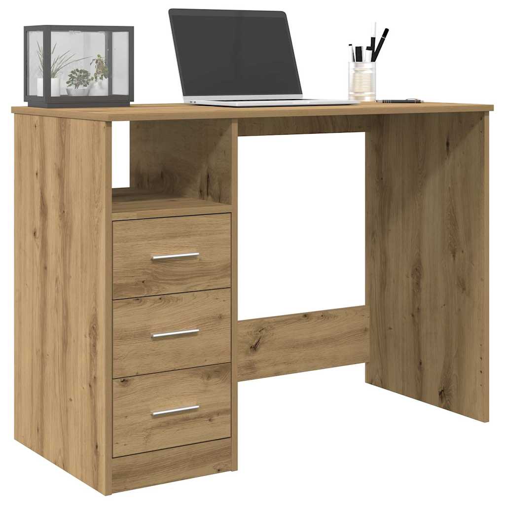 Schreibtisch mit Schubladen Weiß 102x50x76 cm Holzwerkstoff