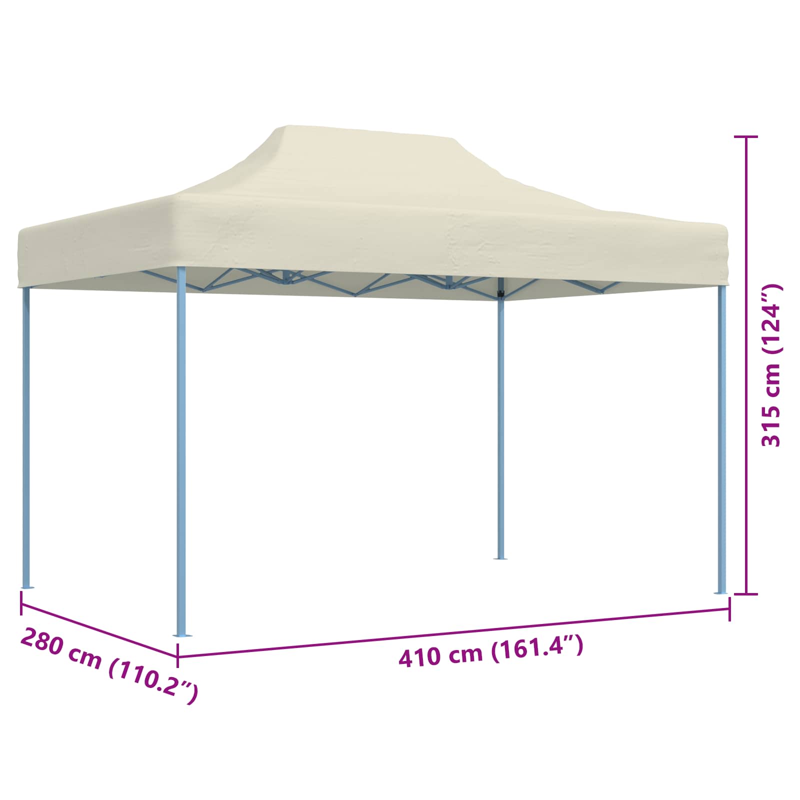 Partyzelt Faltbar Pop-Up Beige 410x279x315 cm