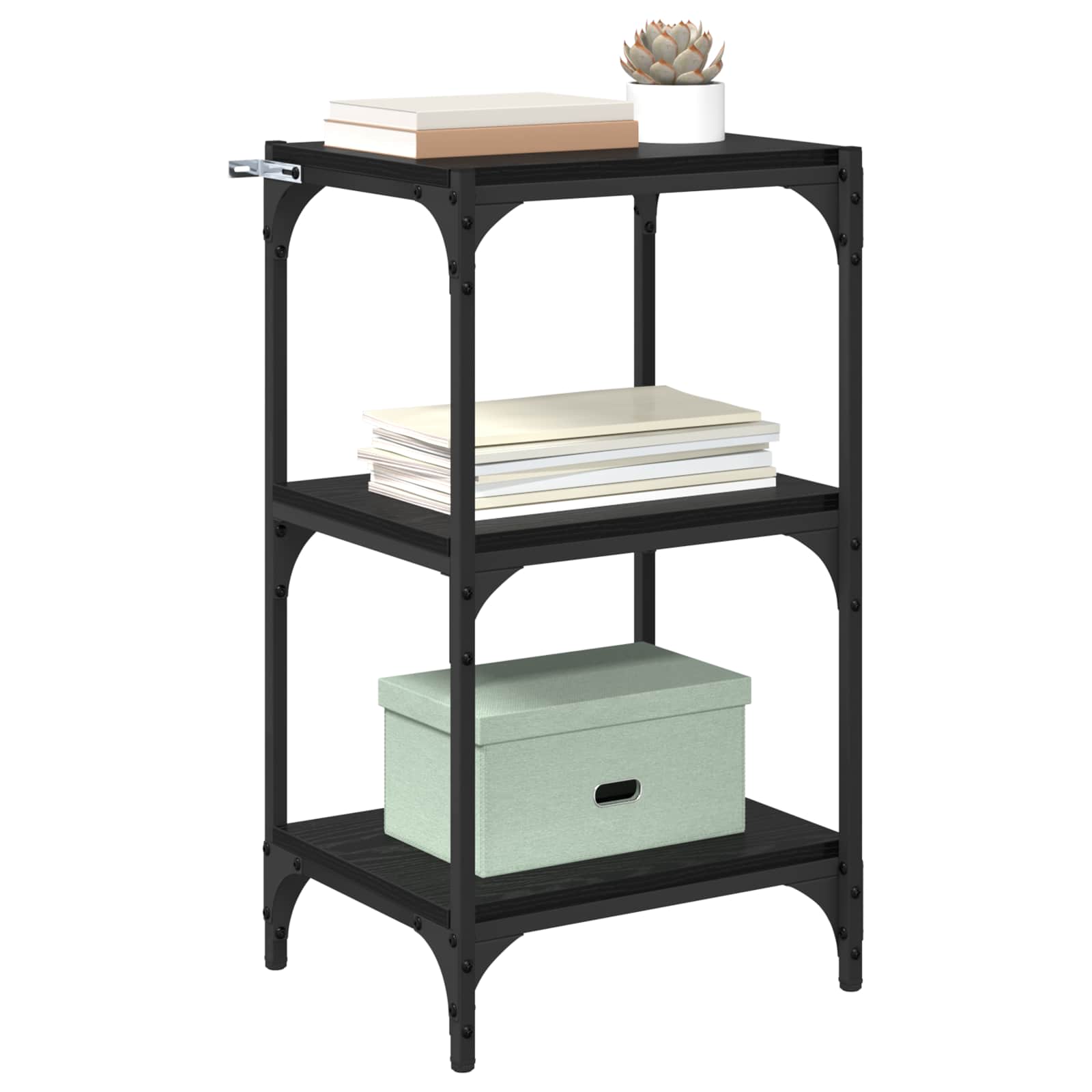 Bücherregal Schwarz 40x33x70,5 cm Holzwerkstoff und Stahl
