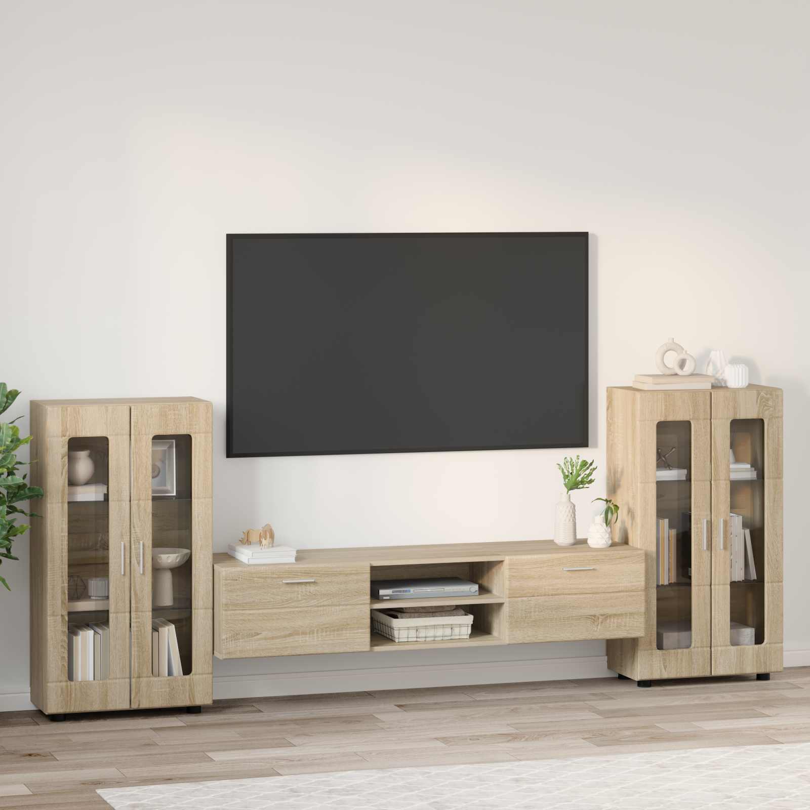Highboard mit Regal FLORIN Weiß 60 x 35 x 182 cm Holzwerkstoff