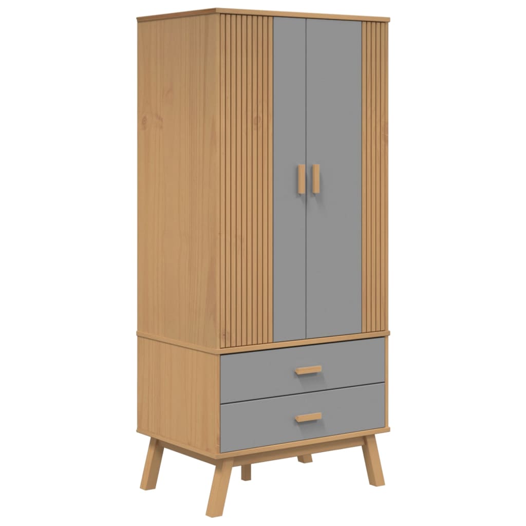 Kleiderschrank OLDEN Braun 76,5x53x172 cm Massivholz Kiefer
