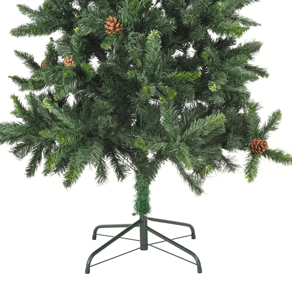 Künstlicher Weihnachtsbaum mit Beleuchtung & Zapfen Grün 210 cm