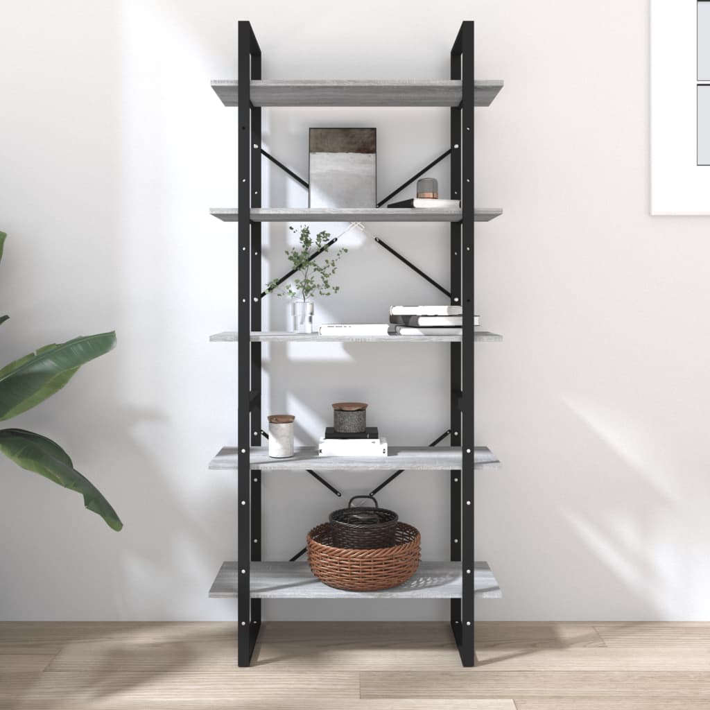 Bücherregal 5 Fächer Weiß 40x30x175 cm Holzwerkstoff