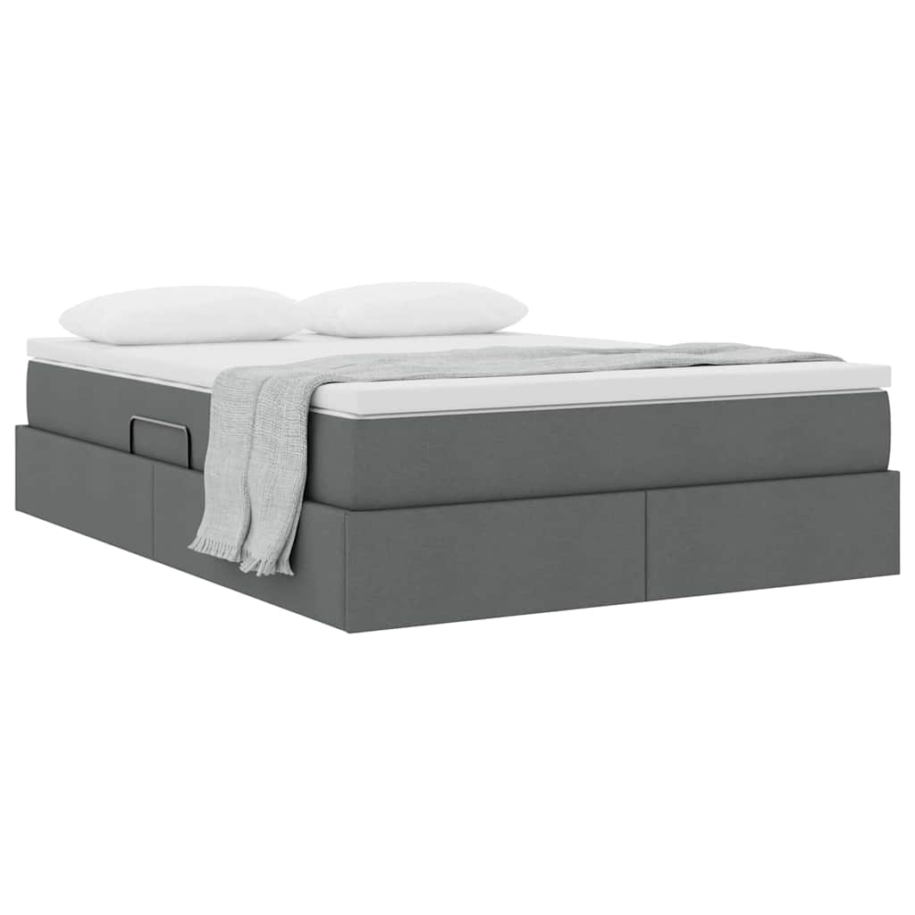 Aufbewahrungsbett mit Matratze Hellgrau 90 x 190 cm Polyester