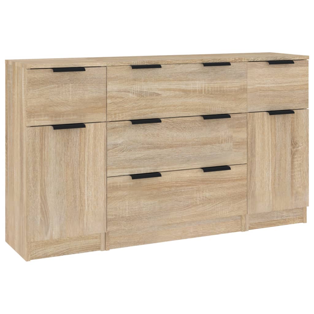 3-tlg. Sideboard-Set Weiß Holzwerkstoff