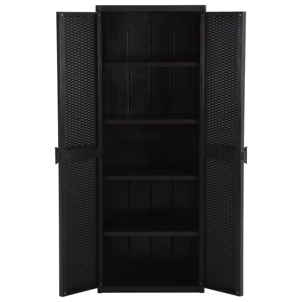 Gartenschrank Schwarz 65x45x88 cm PP Rattan-Optik
