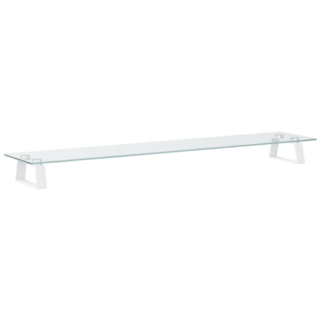 Monitorständer Weiß 60x20x8 cm Hartglas und Metall