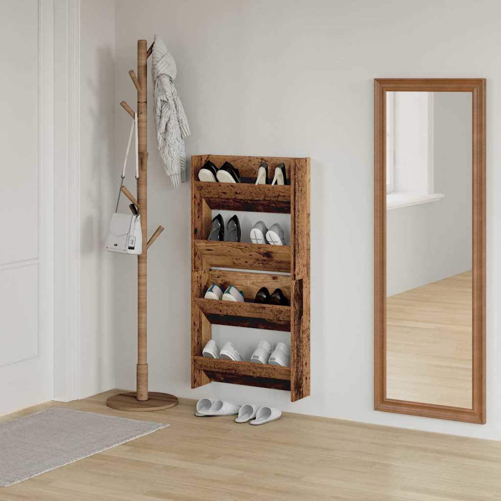 Wand-Schuhschränke 4 Stk. Weiß 60x18x60 cm Holzwerkstoff