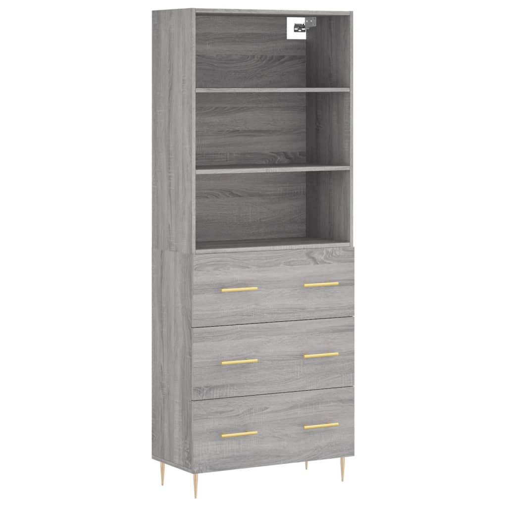 Highboard Hochglanz-Weiß 69,5x34x180 cm Holzwerkstoff