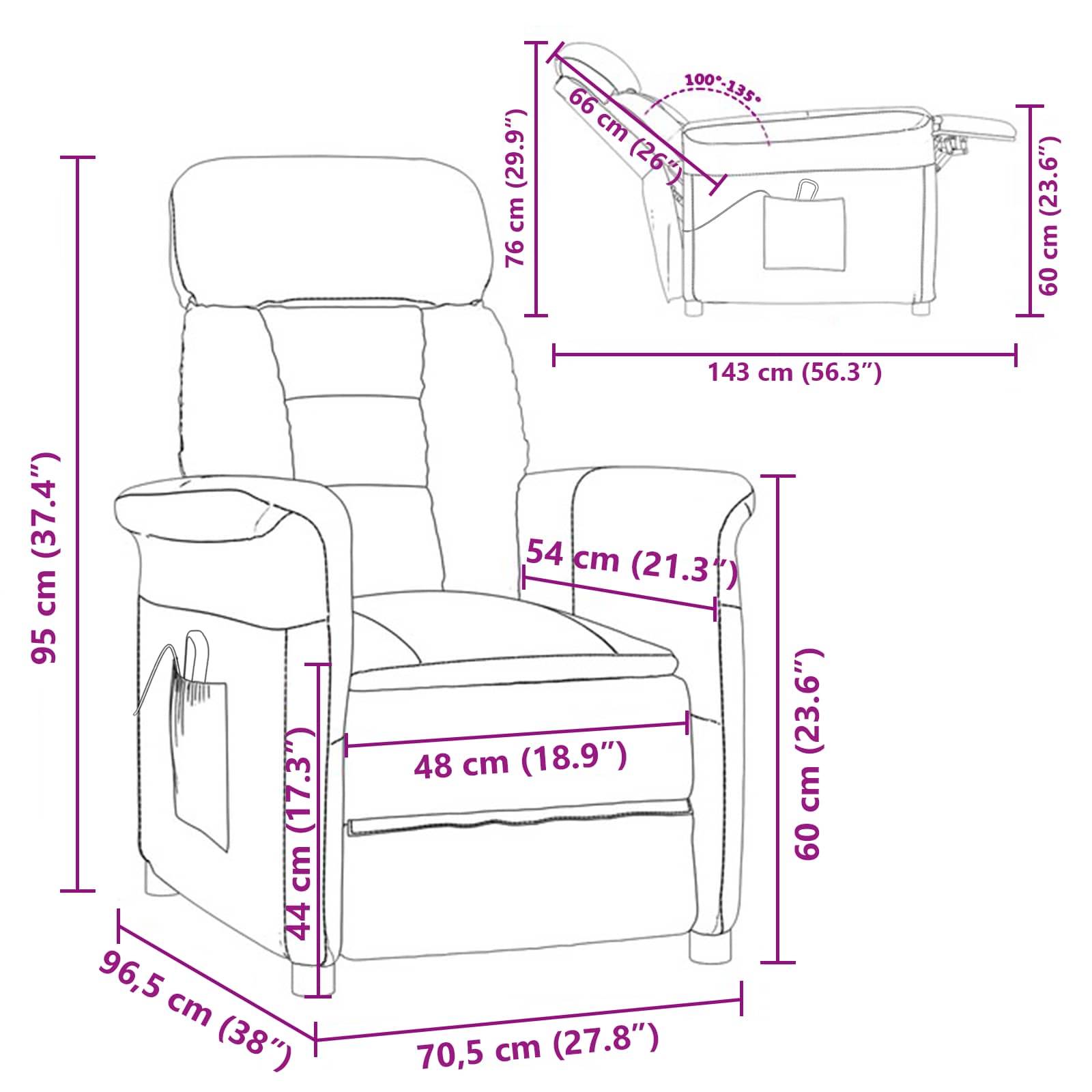 Massagesessel Braun 96,5 x 70,5 x 95 cm Mikrofaser