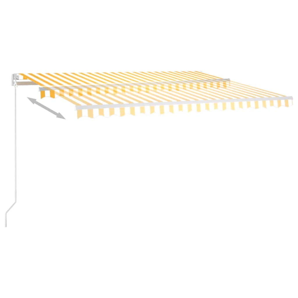 Markise Manuell Einziehbar mit LED 300x250 cm Blau und Weiß