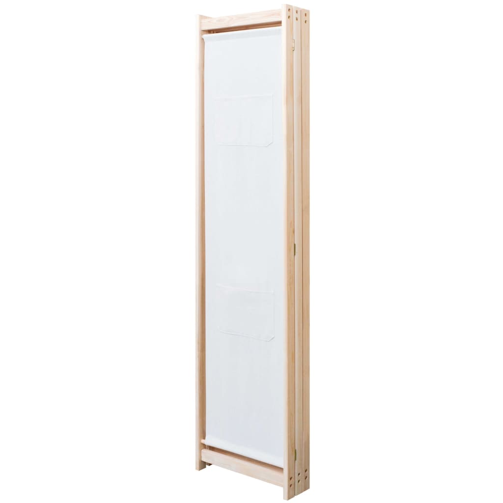 5-teiliger Raumteiler Creme 200 x 170 x 4 cm Stoff