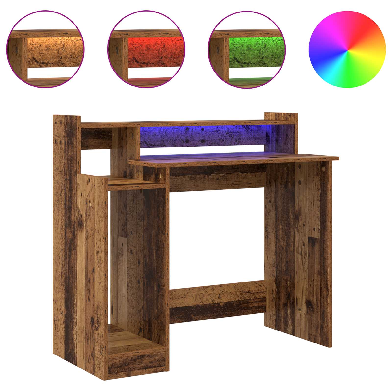 Schreibtisch mit LEDs Weiß 97x45x90 cm Holzwerkstoff