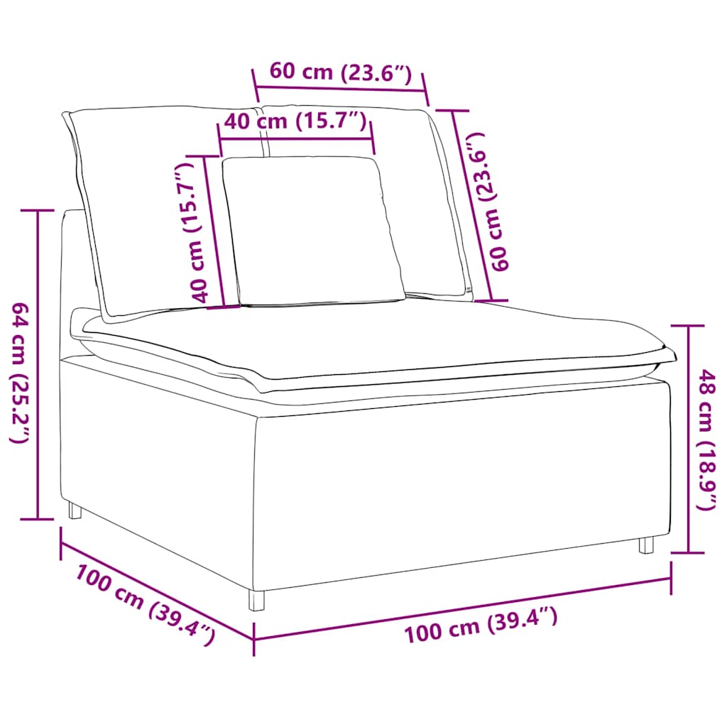 Modulares Sofa Endmodul mit Armlehne Kissen Blau 100 cm