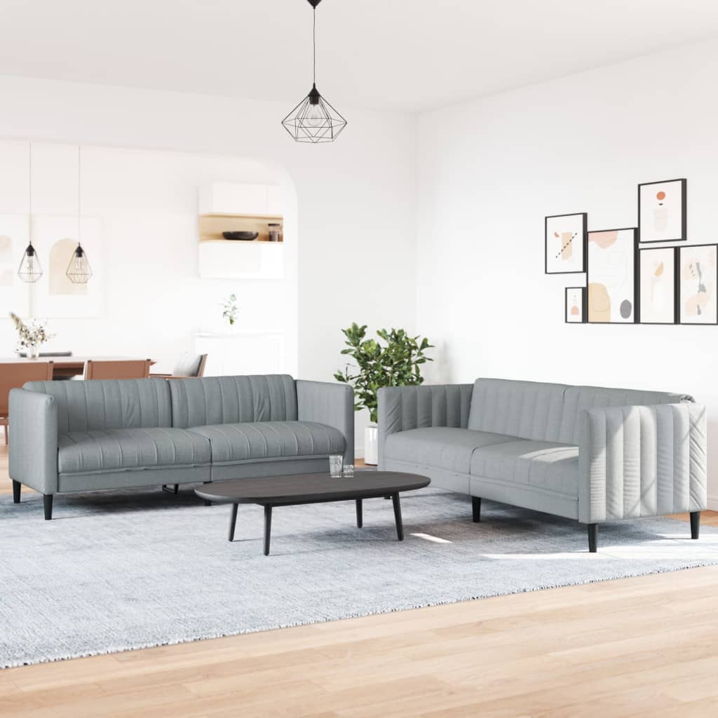 3-tlg. Sofagarnitur Hellgrau Stoff