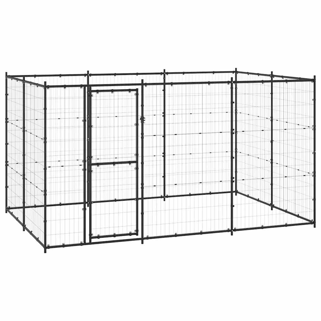 Outdoor-Hundezwinger mit Überdachung Stahl 7,26 m²