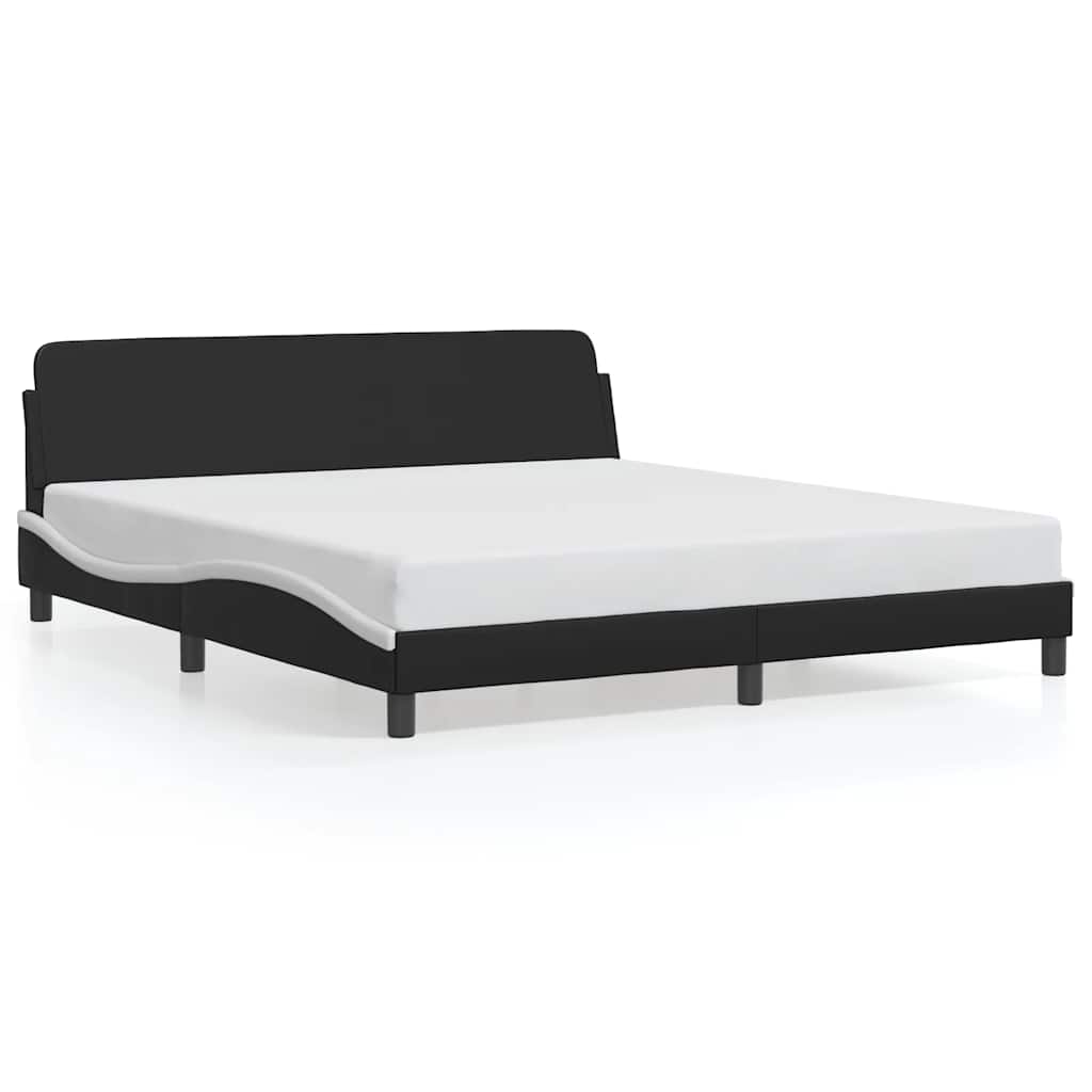 Bettgestell Dover Schwarz-Weiß 90x190 cm Kunstleder