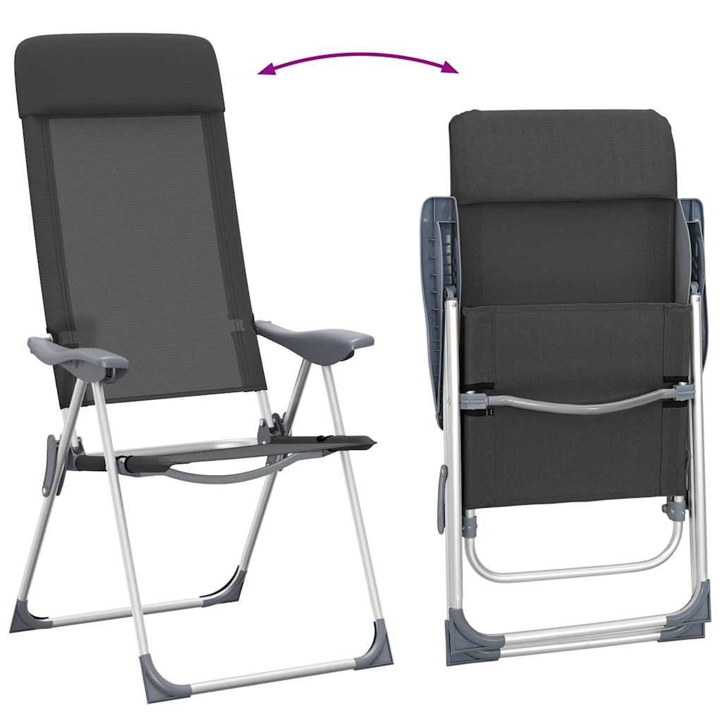 Klappbare Campingstühle 2 Stk. Grau Aluminium
