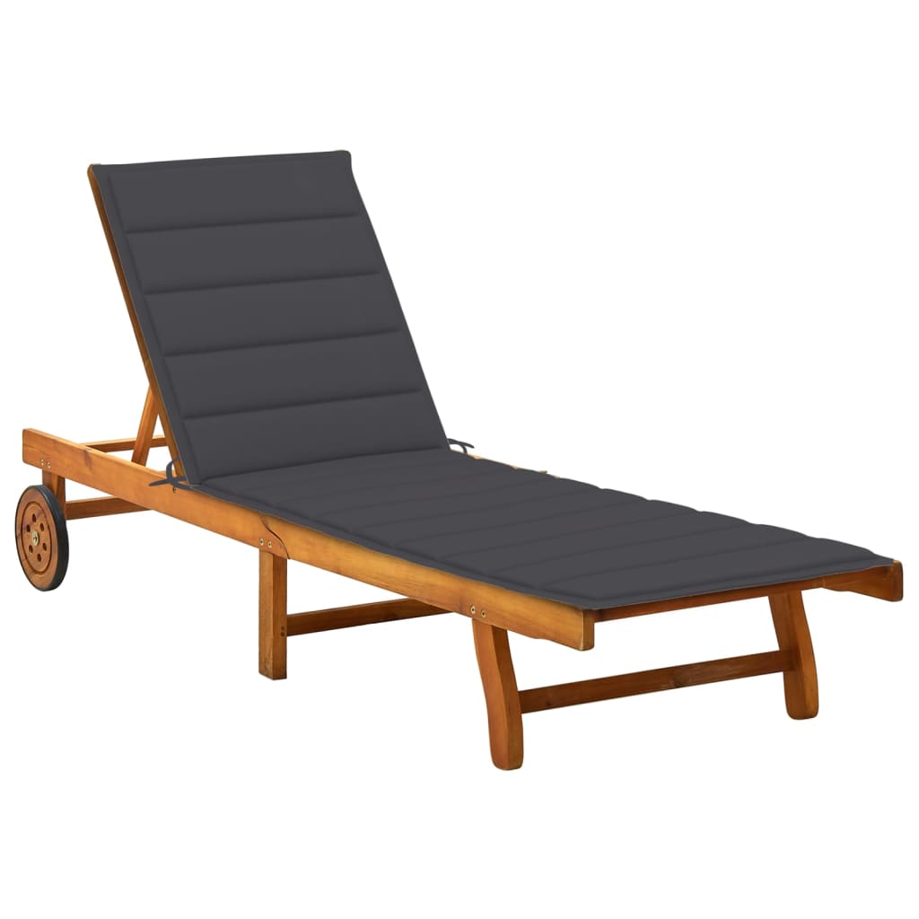 2-Personen-Sonnenliege mit Auflagen Akazie Massivholz