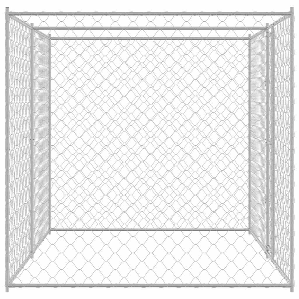 Hundezwinger mit Tür Grau 2x2x1,5 m Verzinkter Stahl