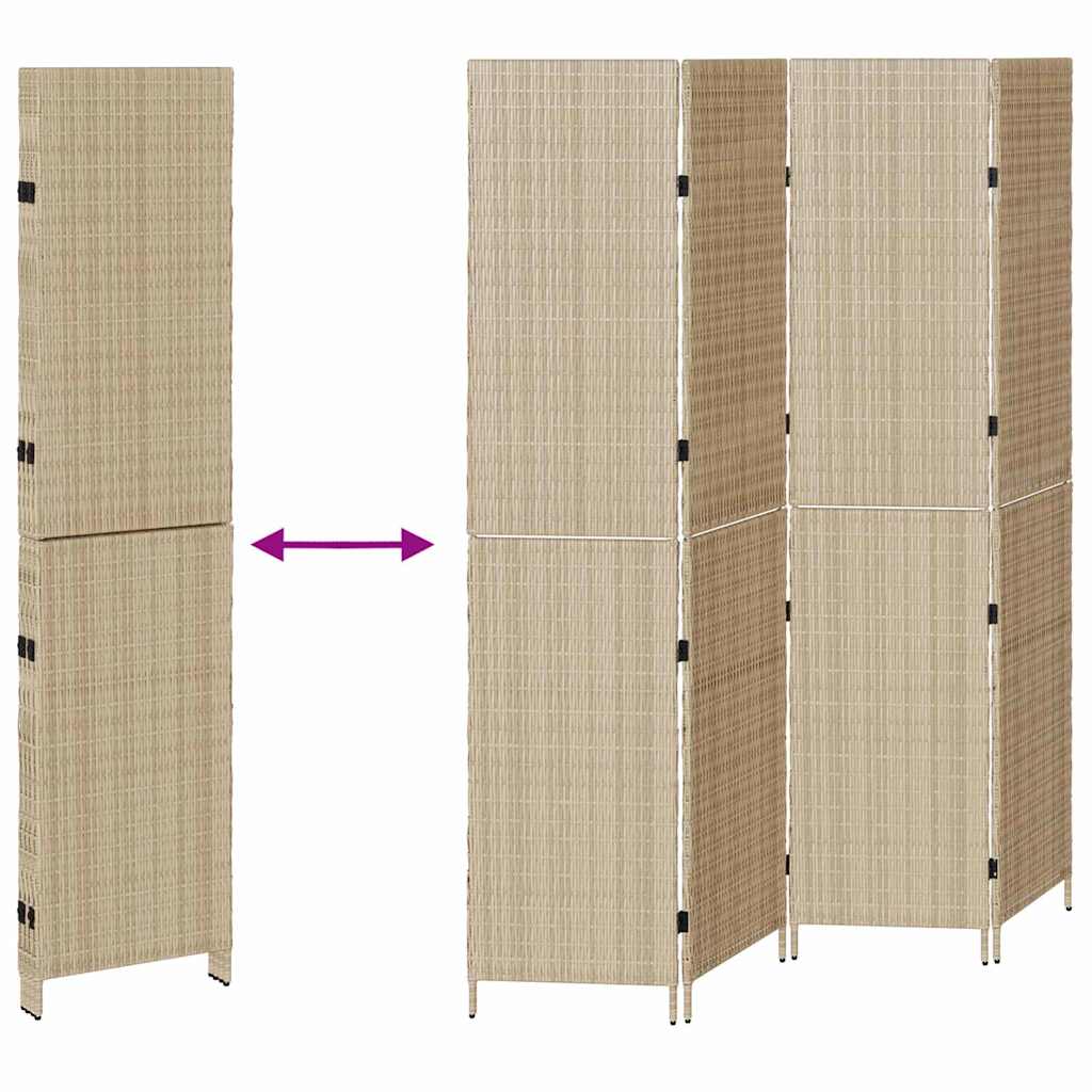 Raumteiler Schwarz 146 x 180 cm Poly-Rattan