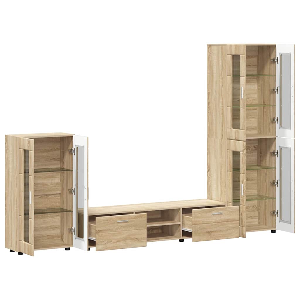 Highboard mit Regal FLORIN Weiß 60 x 35 x 182 cm Holzwerkstoff