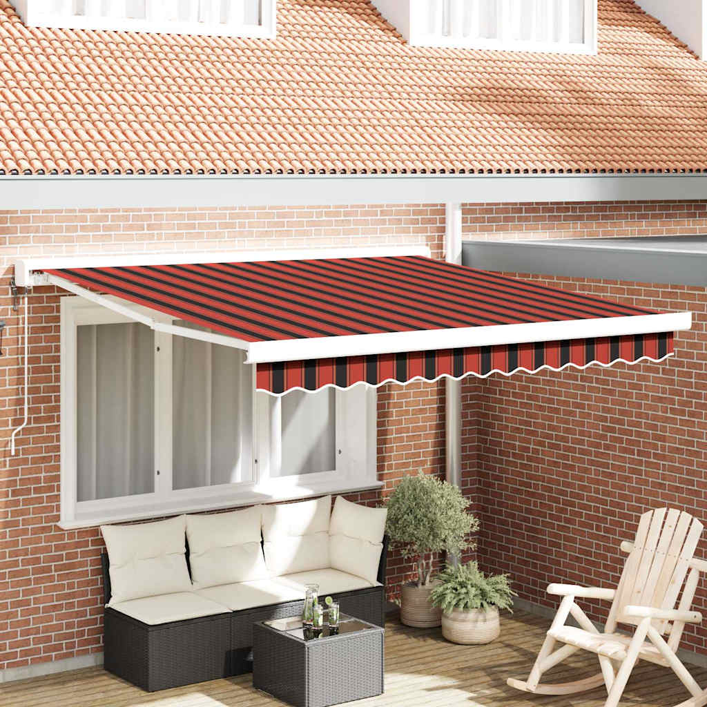 Markise Einziehbar Blau und Weiß 4x3 m Stoff und Aluminium