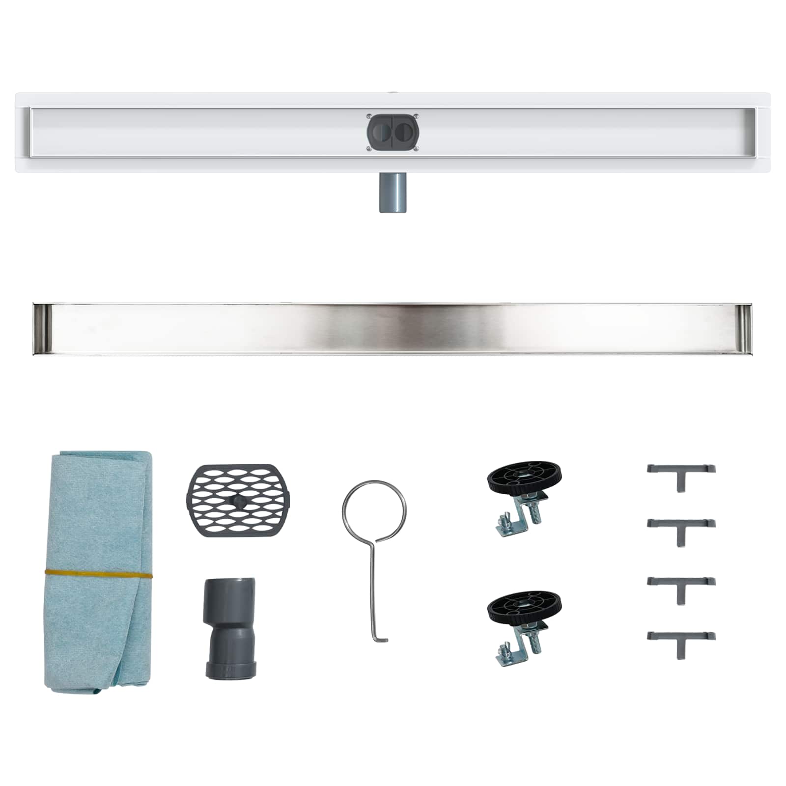 Duschablauf 2-in-1 mit 360° Siphon Silber 54 x 11 x 9,5 cm