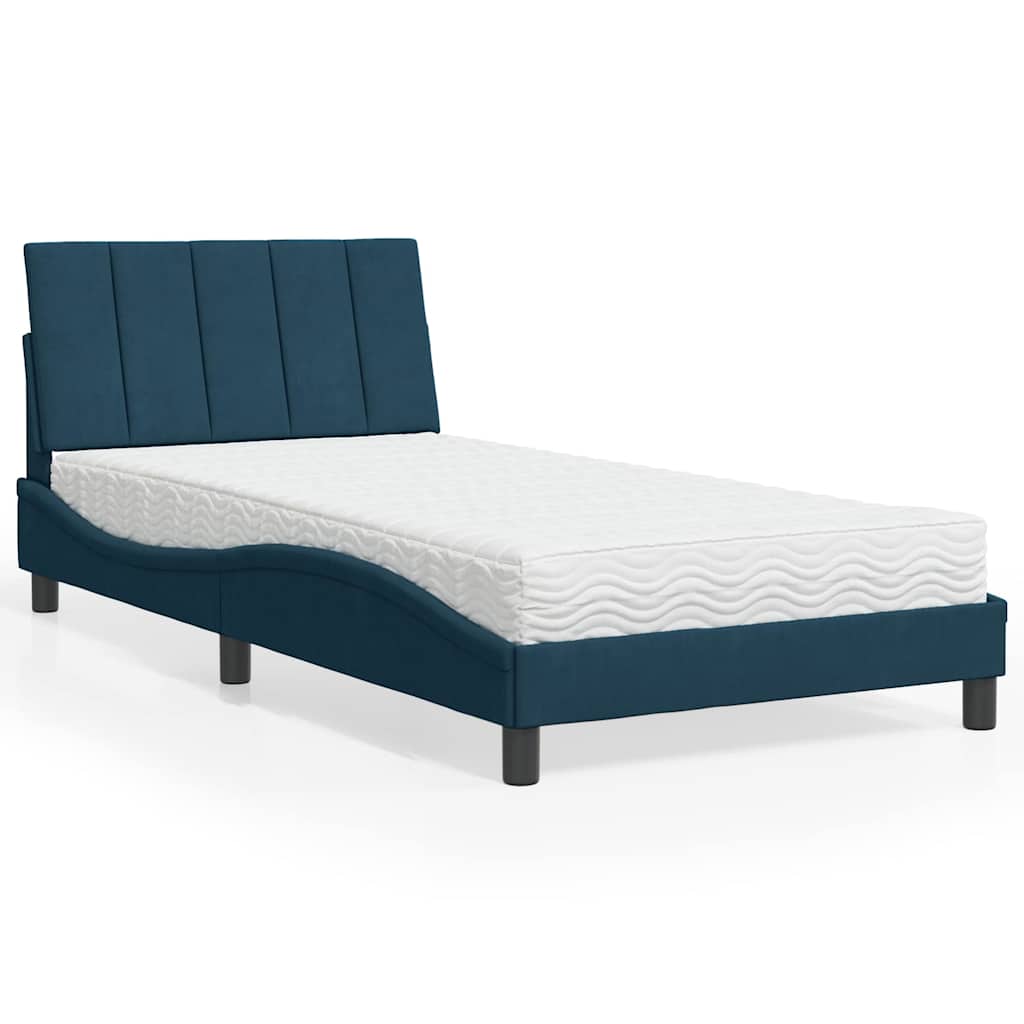 Bett mit Matratze "Hanko" Hellgrau 80x200 cm Samt
