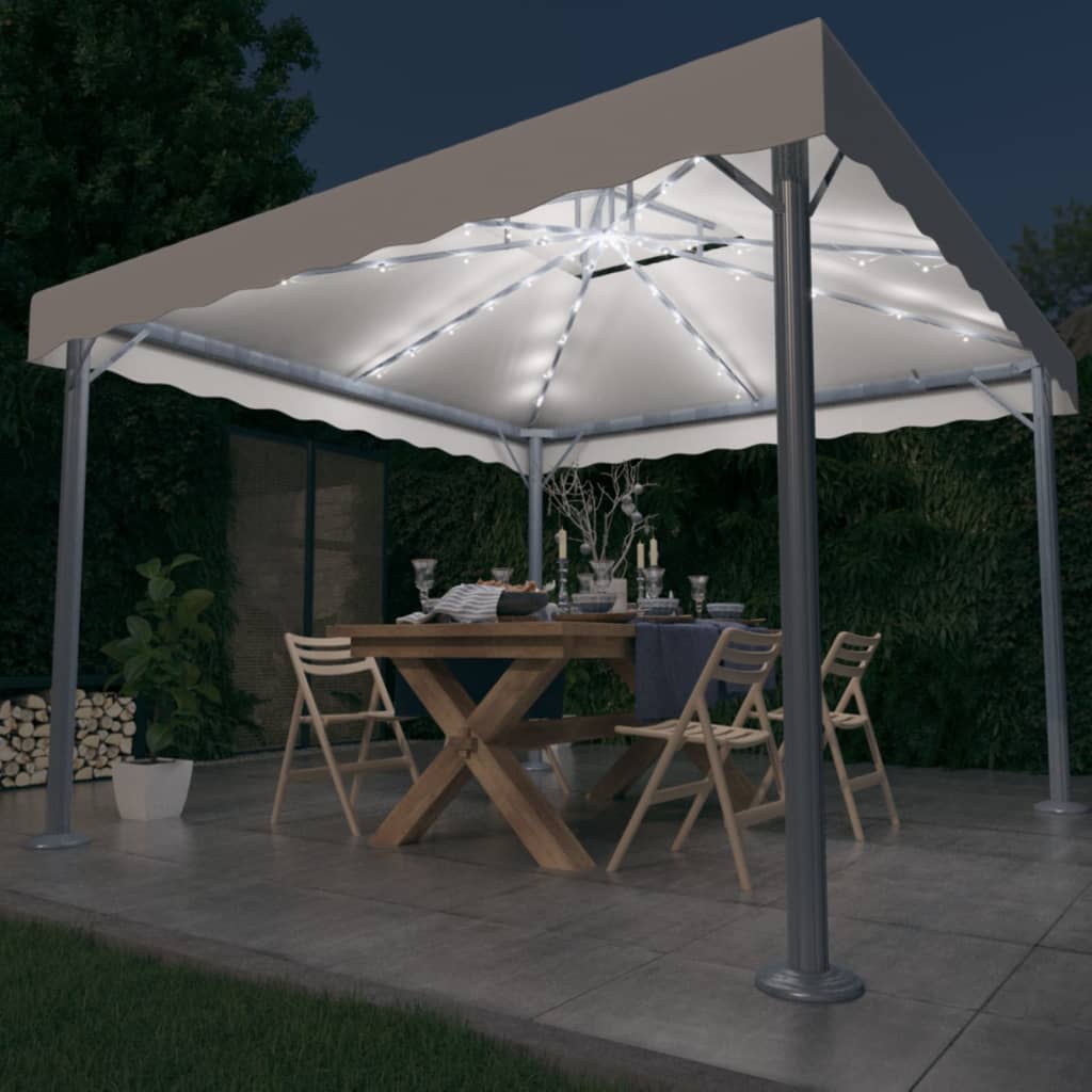 Pavillon mit LED-Lichterkette 300x300 cm Anthrazit Aluminium