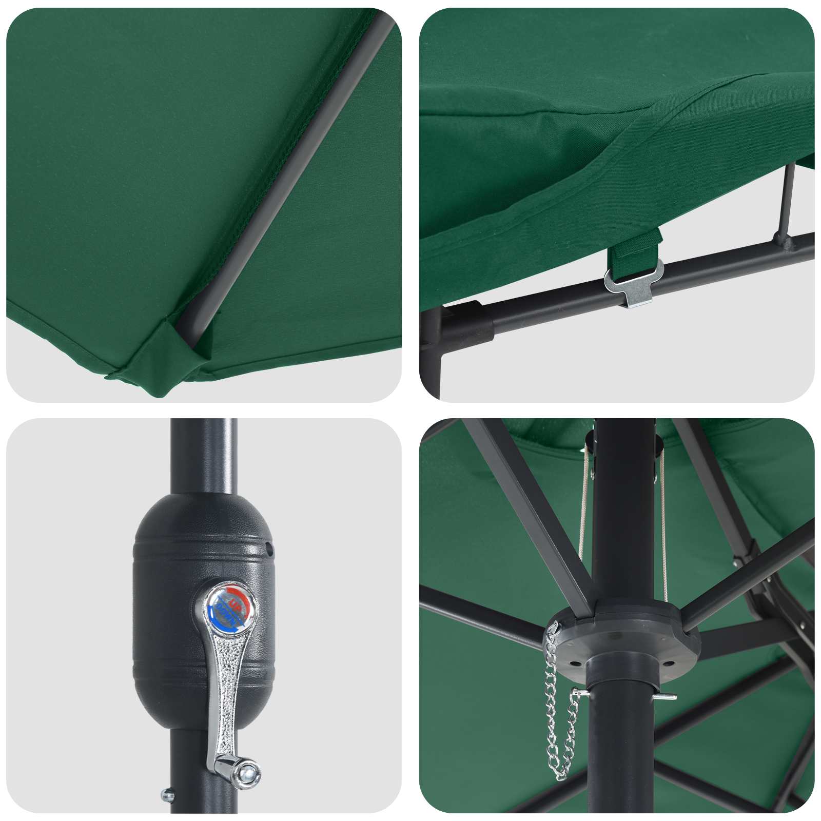Garten-Sonnenschirm Sand und Anthrazit 385 x 209 x 244 cm