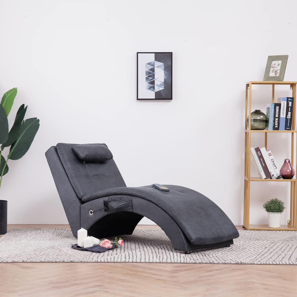 Massage Chaiselongue mit Kissen Braun Wildleder-Optik