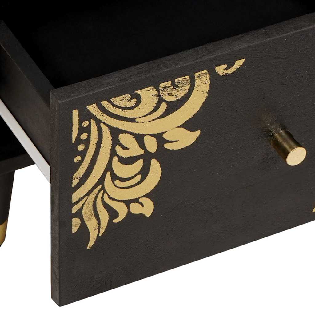 Sideboard Grau und Gold 40 x 33 x 75 cm Massivholz Mango