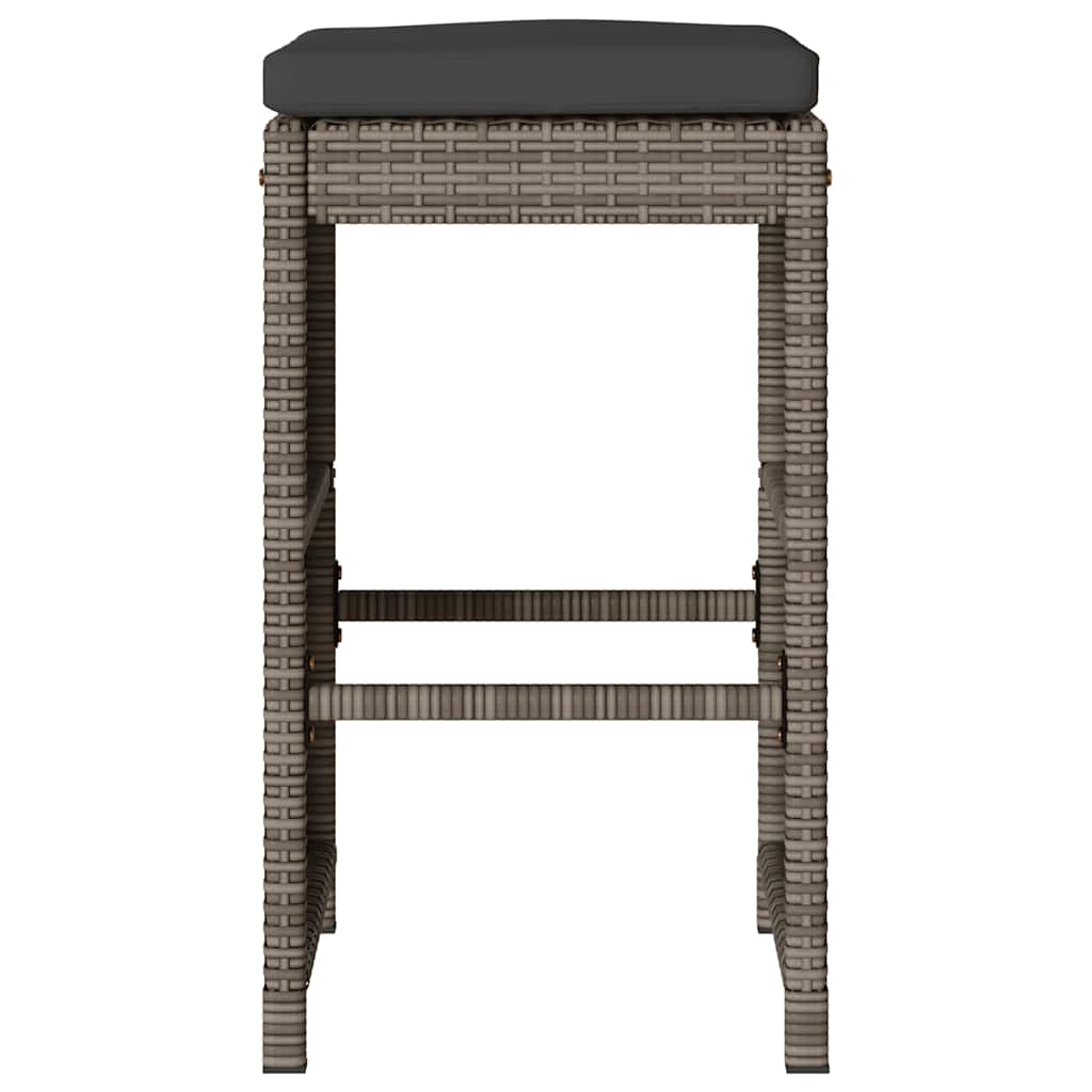 Garten-Barhocker mit Kissen 2 Stk. Braun Poly Rattan