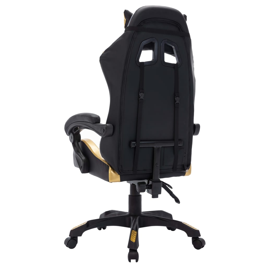 Gaming-Stuhl mit RGB LED-Leuchten Blau und Schwarz Kunstleder