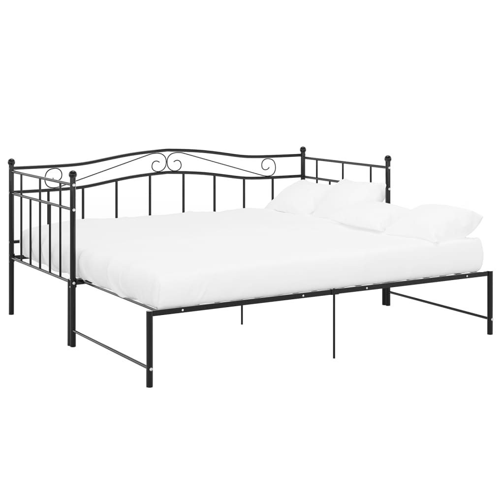 Ausziehsofa Bettgestell Schwarz Metall 90x200 cm