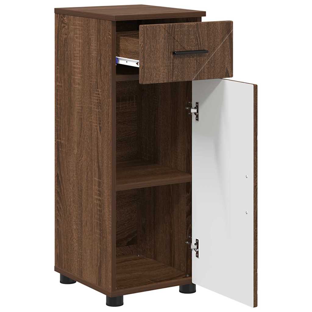 Badezimmermöbel-Set mit Tür 3 pcs Weiß Holzwerkstoff & Metall