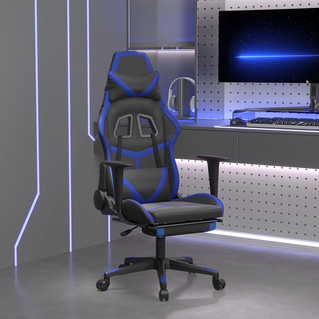 Gaming-Stuhl mit Massagefunktion Schwarz und Grün Kunstleder
