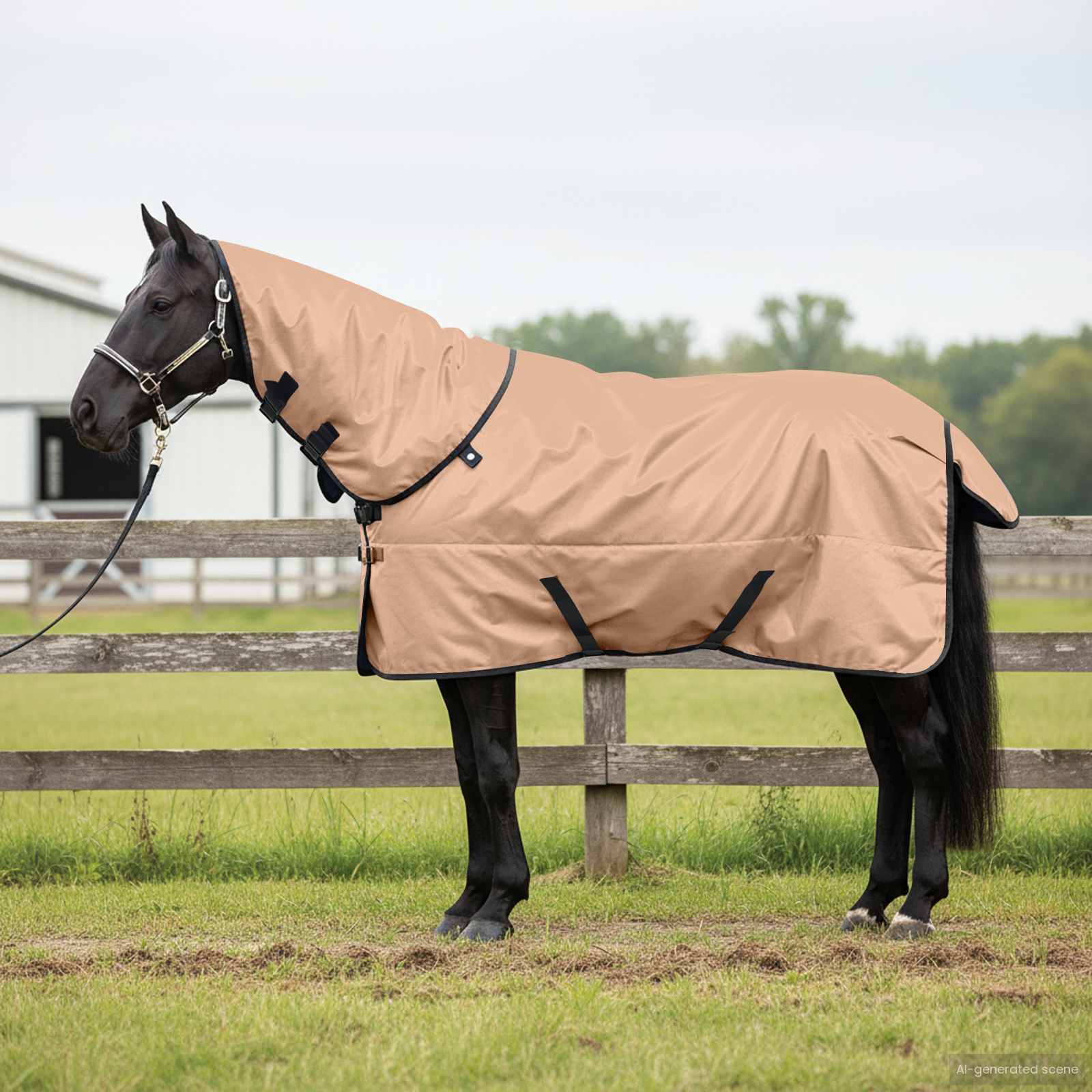 Pferdedecke Dunkelgrün und Schwarz 75 cm Polyester